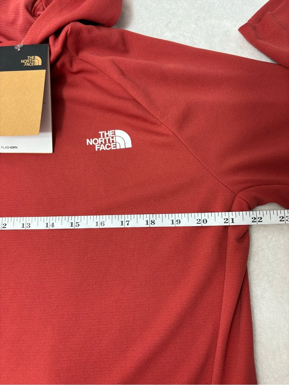 The North Face Wander Coral-Red Hooded Long Sleeve shirt Size L NEW